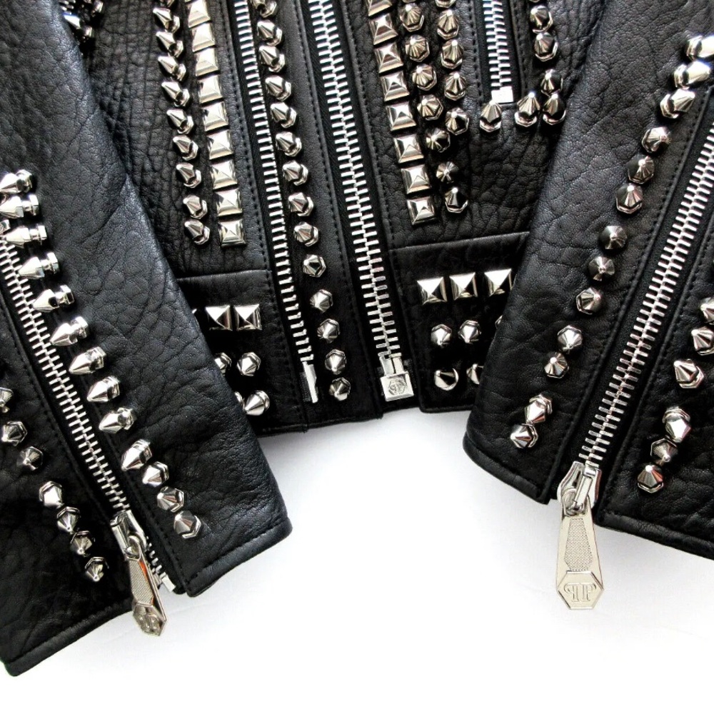 Philipp Plein Men's Biker Studded Jacket Size Medium NEW WITH TAGS - Picture 10 of 11